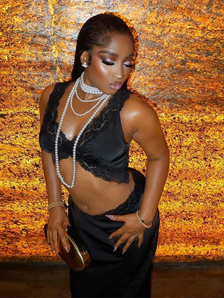 Ueteey летний женский комплект из 2 предметов сексуальные узкие кружевные лоскутные