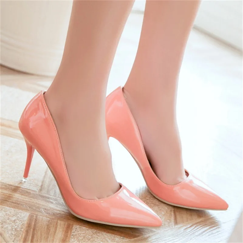 

Women Shoes 2022 Trend Luxury Pointed Sexy High Heel Yellow Shallow Mouth Plus Size Elegant Paint Finish Office Ladies Shoes