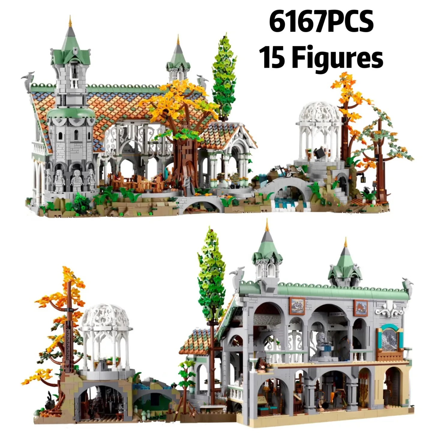 

2023 NEW 10316 6167pcs Movie Ideas Lorded Of Rings Rivendell Street View Building Blocks European Style Castle Bricks Toy kid