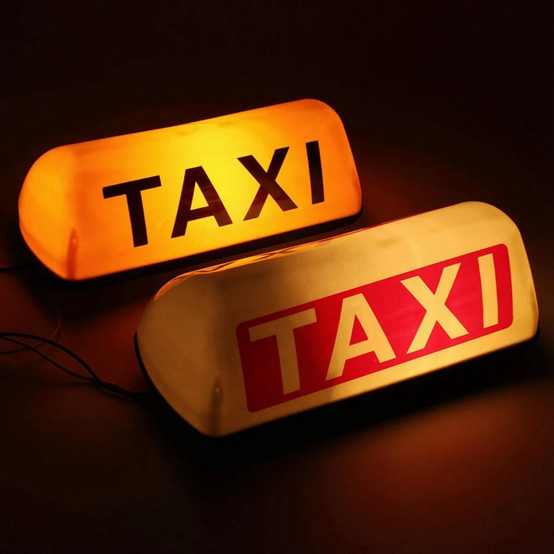 2 Pcs 12V Waterproof Top Sign Magnetic Meter Cab Lamp Light LED TAXI Signal Lamp-Yellow & White images - 6