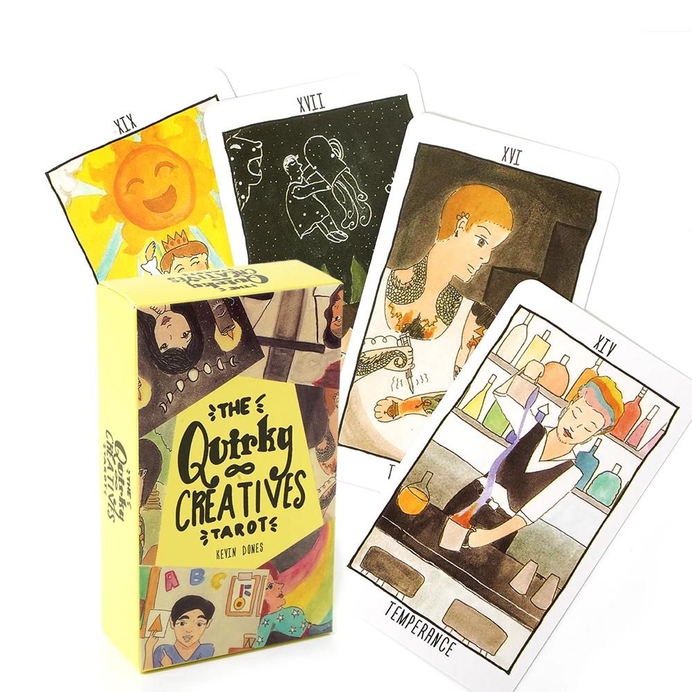 

The Quirky Creatives Tarot 78 Tarot Card PDF Guidebook Paper Box The Wandering Moon Divination Beginner Luxe Black White Oracle