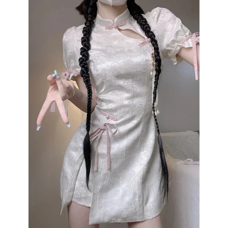 Платье Cheongsam в стиле Харадзюку женское милое бандажное платье Лолиты с цветочным