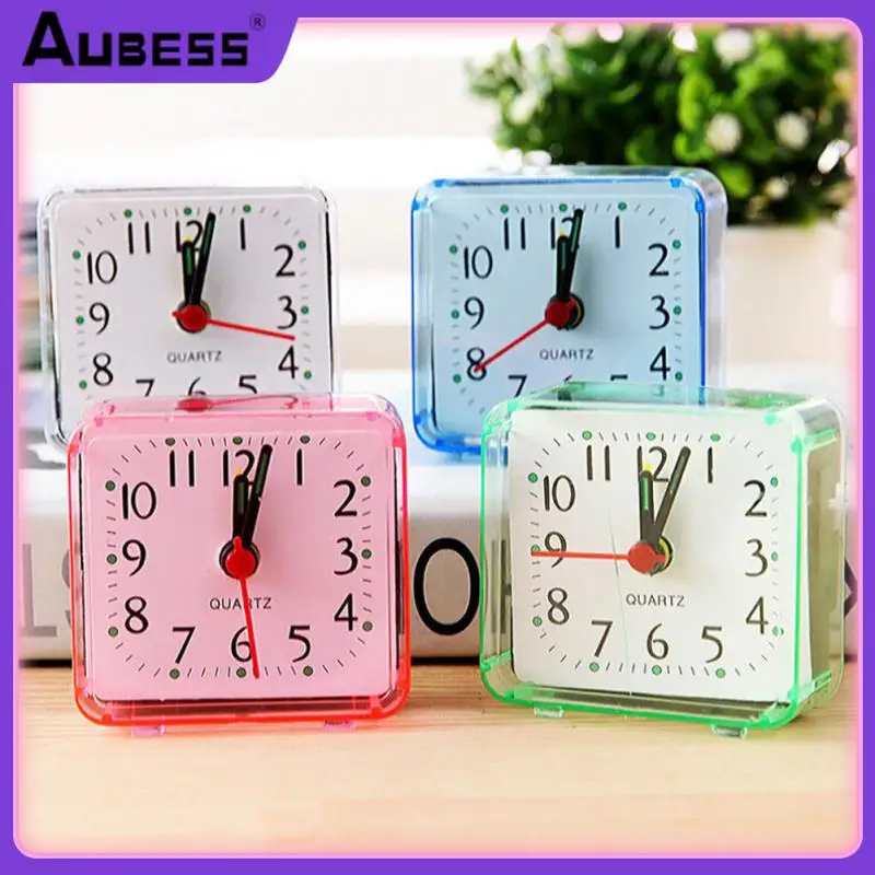

Small Electronic Batteries Alarm Bedside Alarm Clock Silent Table Clock Bedroom Accessories 4 Colors Square Wake Up Clocks Cute