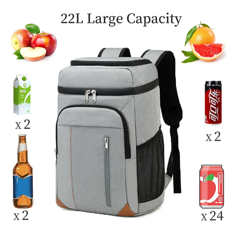 22L Thermal Waterproof Thickened Cooler Backpack Large Capacity Leakproof Insulated Bags Picnic Cooler Backpack Refrigerator Bag