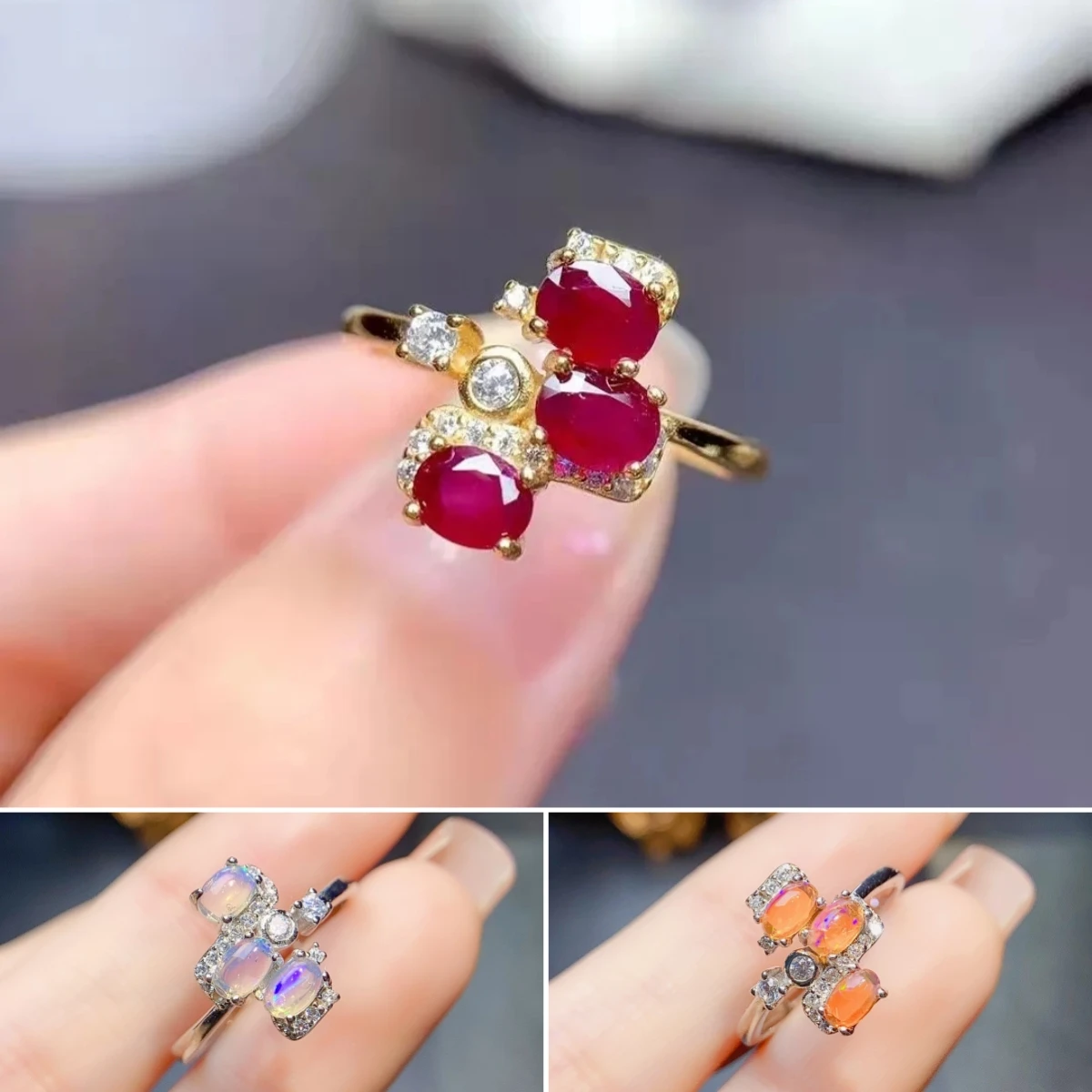 

Женское кольцо из серебра 925 пробы, с натуральным камнем
