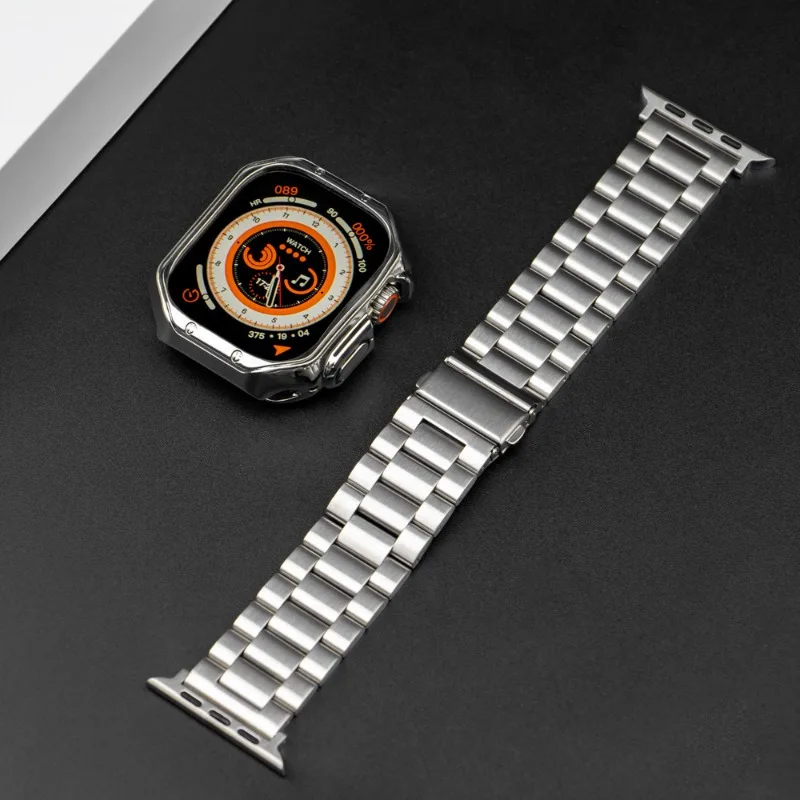 

Защитный ремешок из ТПУ для Apple Watch Ultra Band, металлический браслет из нержавеющей стали серии 3, 5, 6, se, 7, 8, 49 мм, 45 мм, 44 мм, 41 мм, 40/38