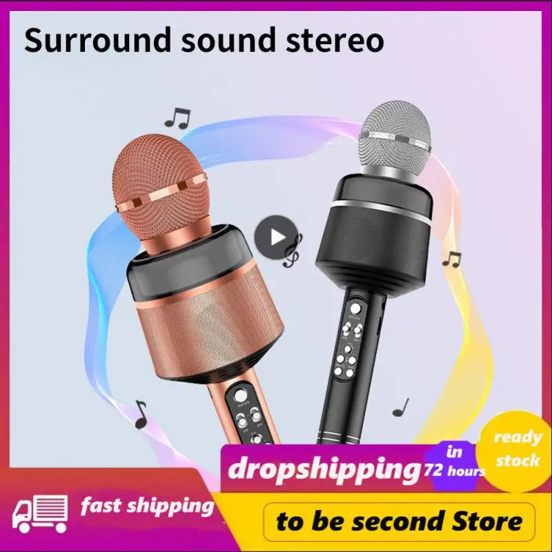 

Wireless 2 In 1 Music Player Mic Speaker bluetooth-compatible Karaoke Microphone Handheld Home Ktv Player 1200mah