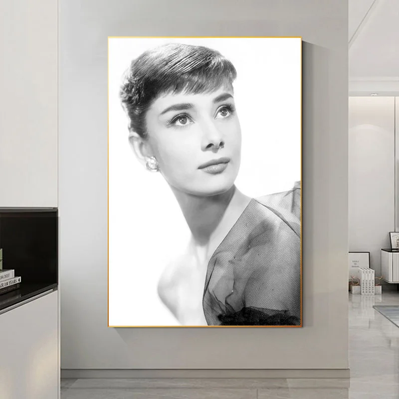 

Black and White Luxury Poster Audrey Hepburn Sexy Woman Wall Art Canvas Painting Print Modern Abstract Home Decor Picture Prints