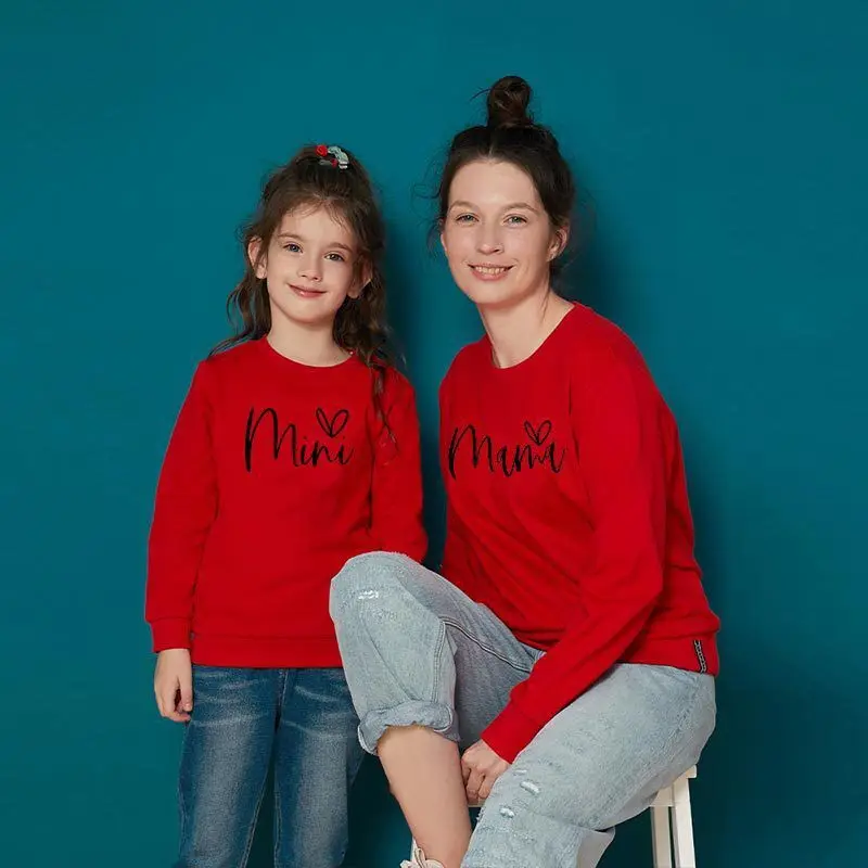 

Mamas Boy Mama Mini Sweatshirts Mom Kids Baby GirlsT Shirt Set Family Look Mommy And Me Clothes Mother Daughter Matching