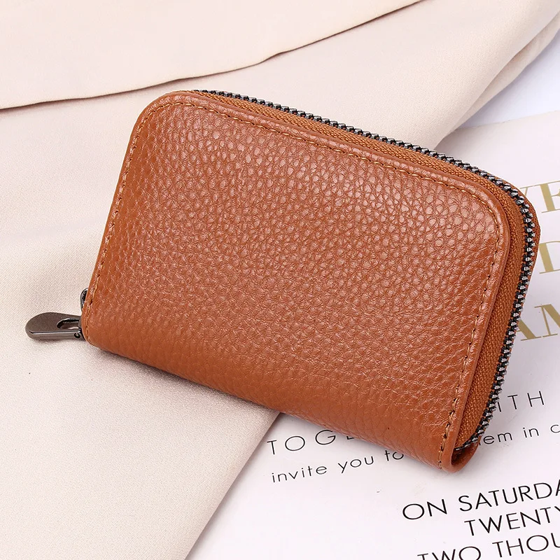 Classic Rfid Credit Card Holder Mini Leather Purse Multi Card Slot Zipper Wallet PU Money Man Bag High Quality Women Coin Clip
