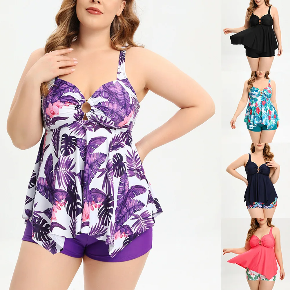 

Modest Plus Size Tankini Sets For Women's Swimsuits 2 Piece Athletic Bathing Suits Top With Boyshorts Loose Fit Swimwear