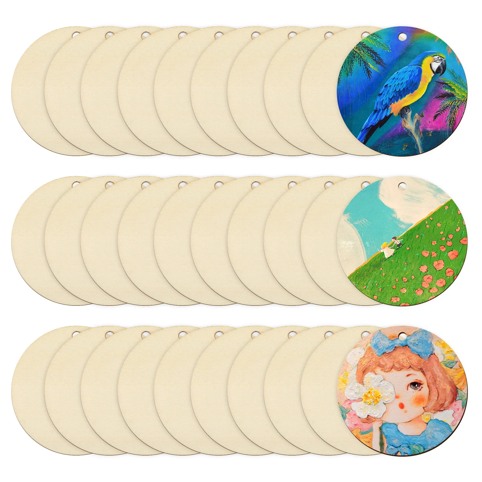 

50pcs Chips Slices Diy Crafts Round Shape Clips Disks with Hole Letters for Crafts Cutouts