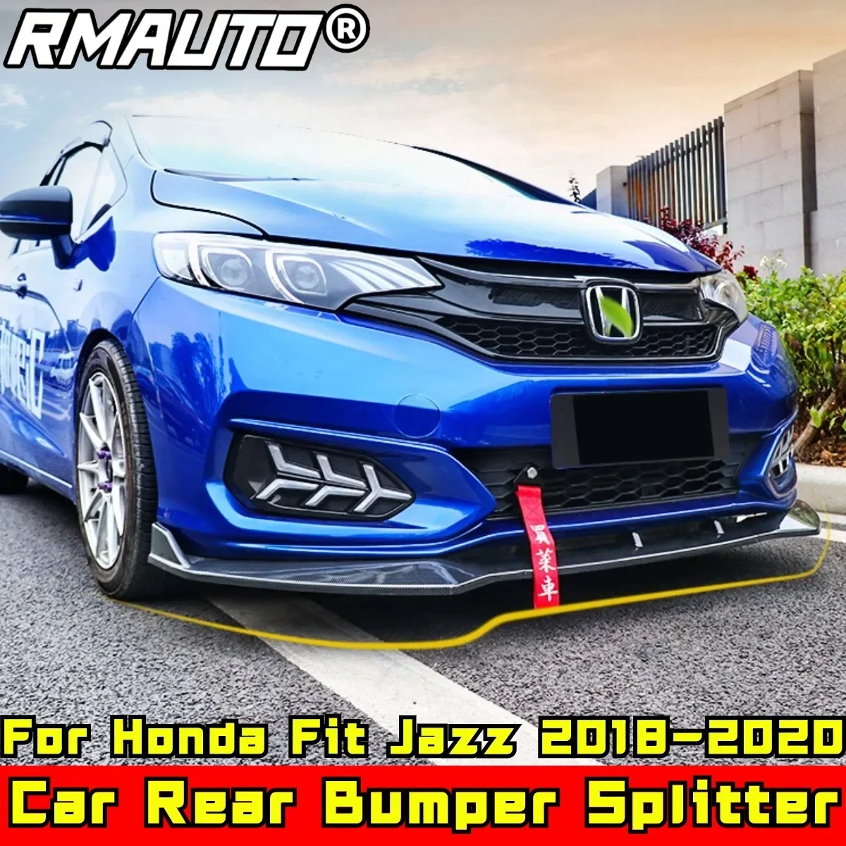 Передний бампер Fit Jazz спойлер глянцевый черный спортивный стиль защита переднего