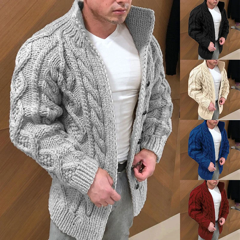 

Мужская одежда 2023, винтажные кардиганы, свитер, куртка, вязаное пальто для осени и зимы, топы на пуговицах, новый запас толстых свитеров