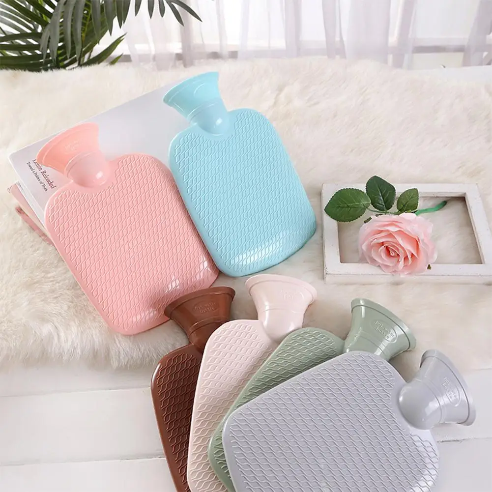 

1000ml Hot Water Bottle Classic Solid Color Thick Silicone Rubber Bag Explosion-proof Anti-scalding Injection Style Hand Warmers