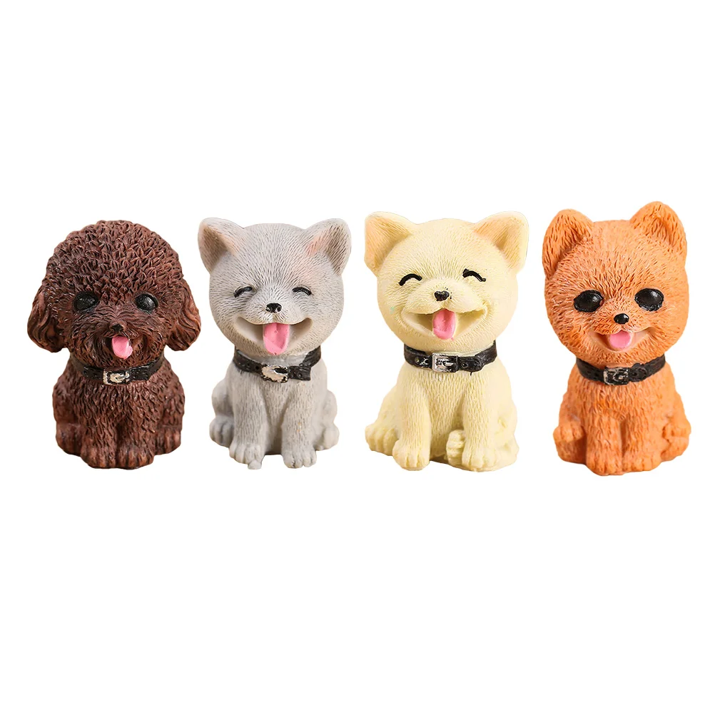 

4 Pcs Resin Dog Adornments Simulated Dog Models Mini Resin Animals Figurines