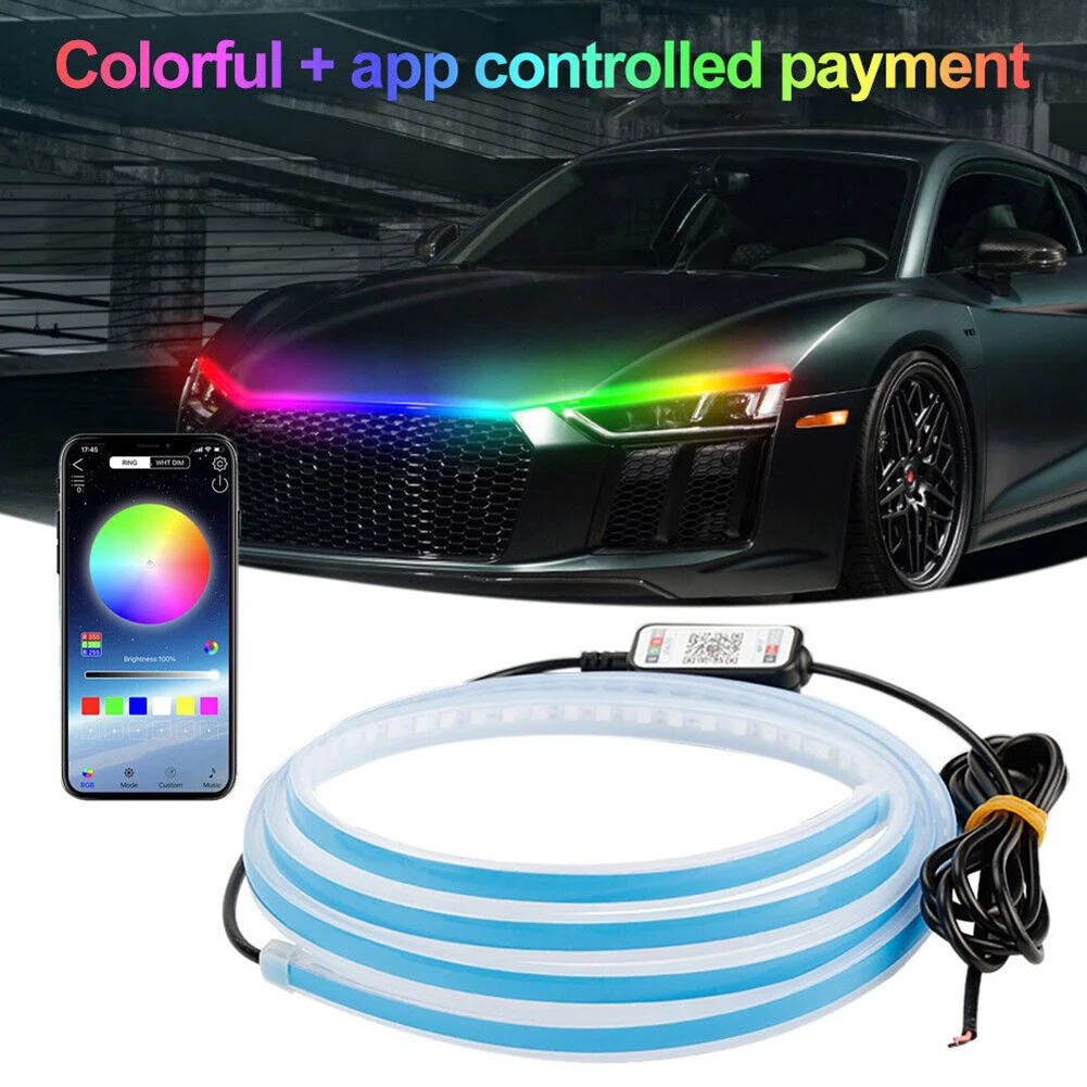 

Light Car Hood Light 1pcs APP Control Car RGB LED DRL Hood Light Daytime Running Light High Quality Replacement