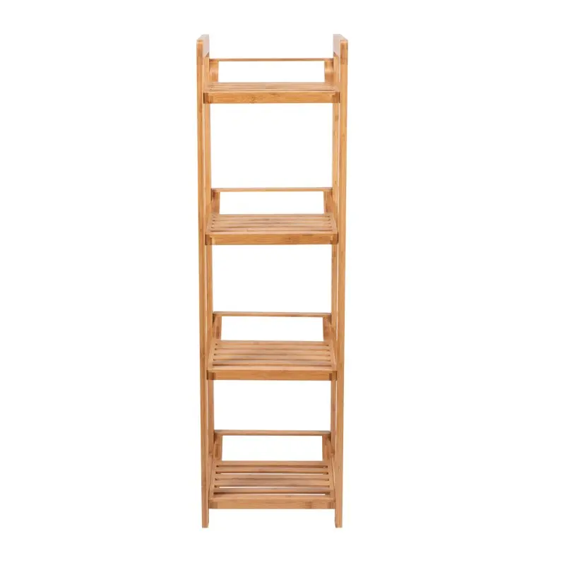 

Beautiful, Sturdy Tier Bamboo Freestanding Storage Shelf Unit for Home, Office, or Any Room – Versatile Carved Design Adds Ele