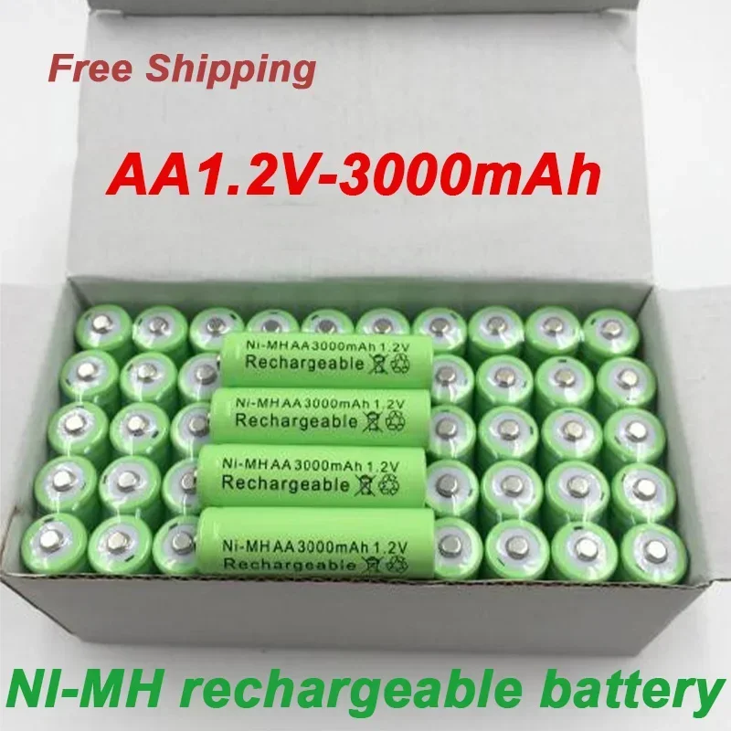 

100% Free shipping of 2-20 new original 3000mAh AA 1.2v battery toys, NI-MH rechargeable battery for cameras, microphones