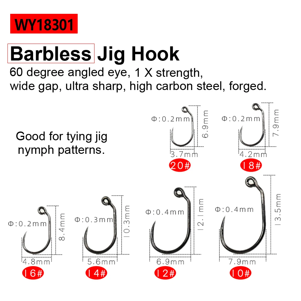 Bimoo 30 шт./упак. без бородки летать Крючки для привязывания Нимфа сухой мокрой