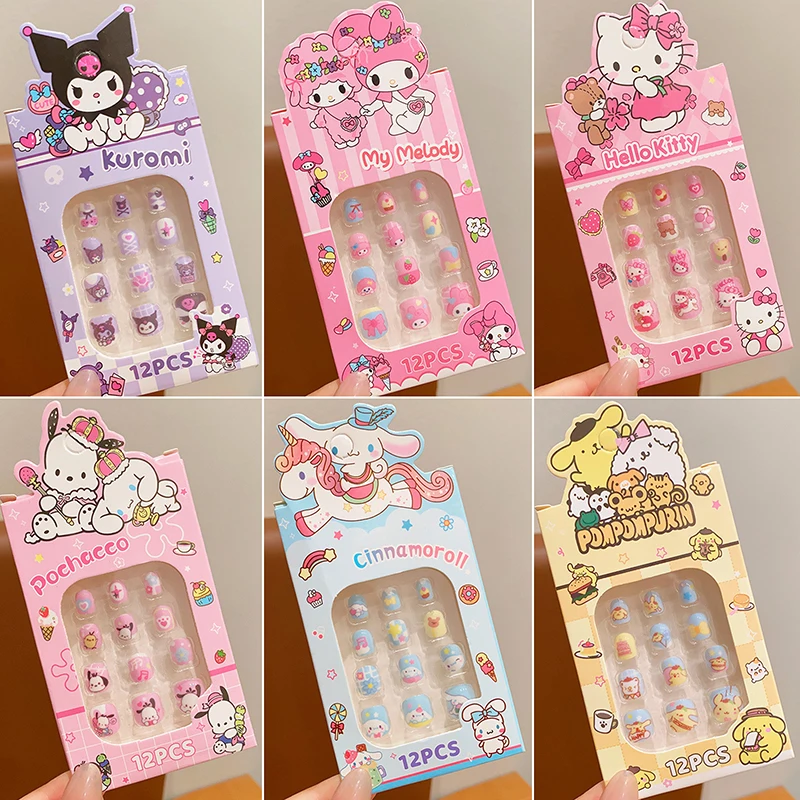 Новая детская наклейка для ногтей Sanrio милая самоклеящаяся Hello Kitty Cinnamoroll Kuromi