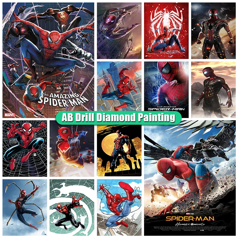 

Disney 5D DIY AB Diamond Painting Marvel Spiderman Full Square/Round Diamond Embroidery Cross Stitch Rhinestone Picture