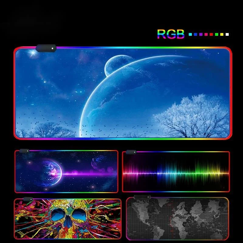 

Игровой коврик для мыши, компьютерный коврик для мыши RGB, большой коврик для мыши для геймеров XXL, коврик для мыши, светящийся большой коврик ...