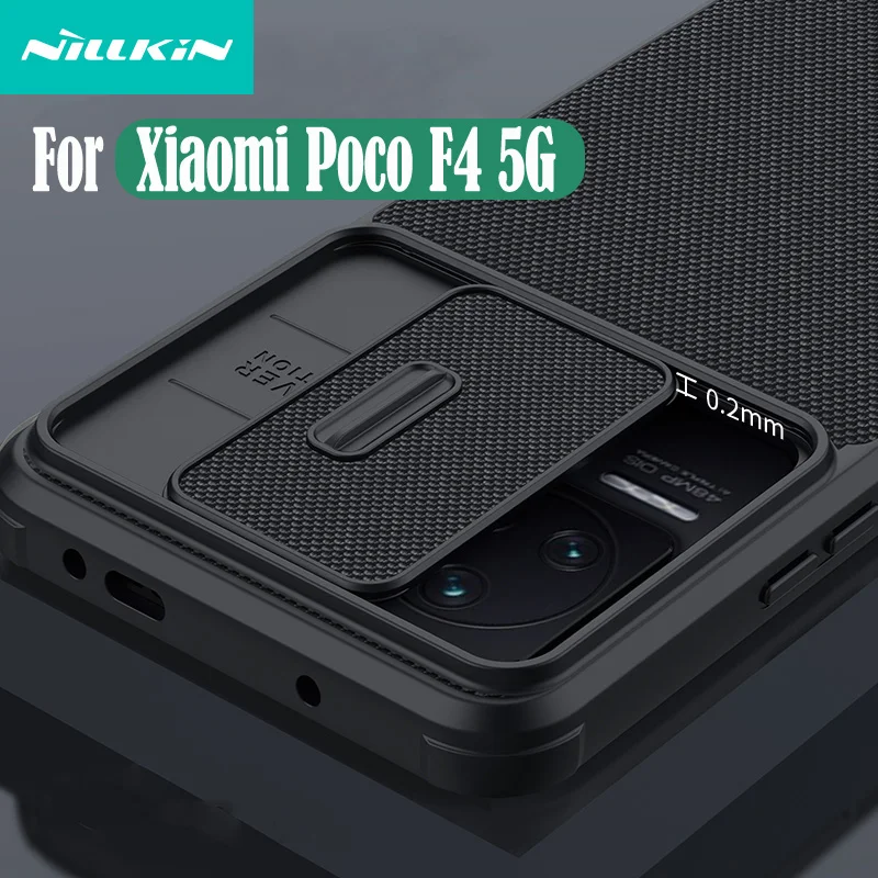 

For Xiaomi Poco F4 5G Case NILLKIN Textured Case Nylon Fiber Weaving Slide Cover Camera Lens Protection Back Cover For Poco F4