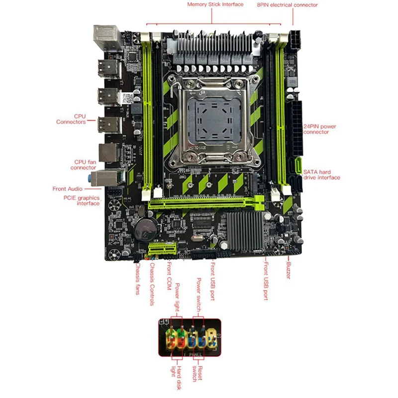 Материнская плата X79G + кабель SATA рамка LGA2011 4XDDR3 слот RECC M.2 NVME PCI-E X16 6XUSB2.0 SATA3.0
