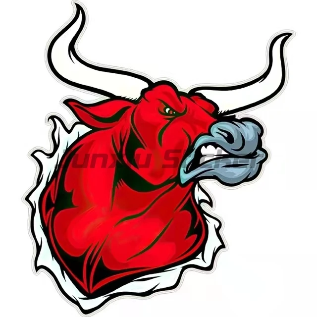 

Cartoon Anime Bull Car Sticker Red Vinyl Waterproof Material Auto Motocross Racing Laptop Helmet Trunk Vinyl Waterproof Decal