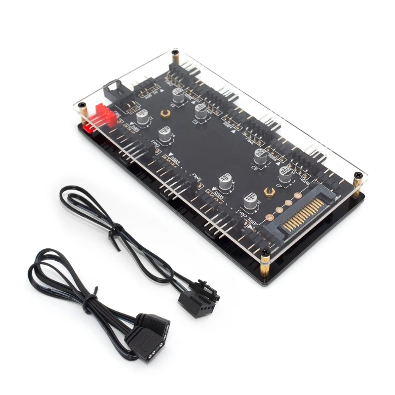 

Компьютер шасси вентилятор Hub 4PIN PWM 5V ARGB двойной 8-битный концентратор материнская плата поддержка памяти аксессуар