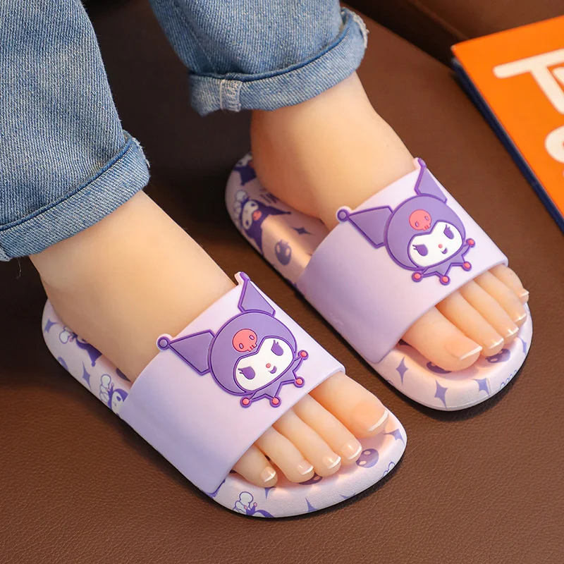 

Anime Sanrios Kuromi Slippers My Melody Cinnamoroll Soft Kids Sandals Bathroom Anti-slip Shoes Summer Beach Parent-child Shoes