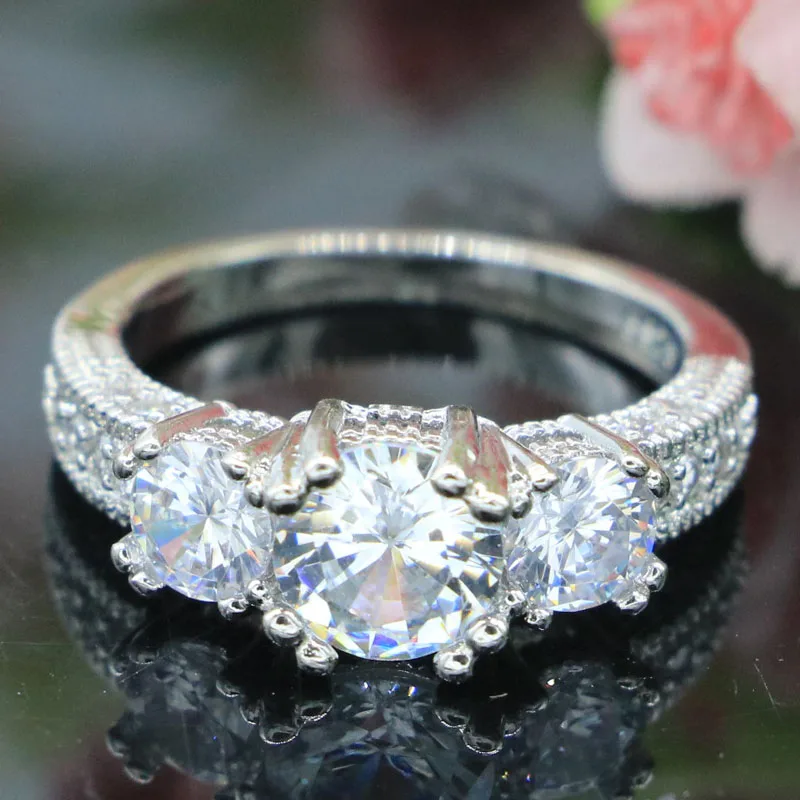 

17x7mm Princess Cut AAA+ White Cubic Zircon For Women Engagement Silver Rings Wholesale Drop Shipping