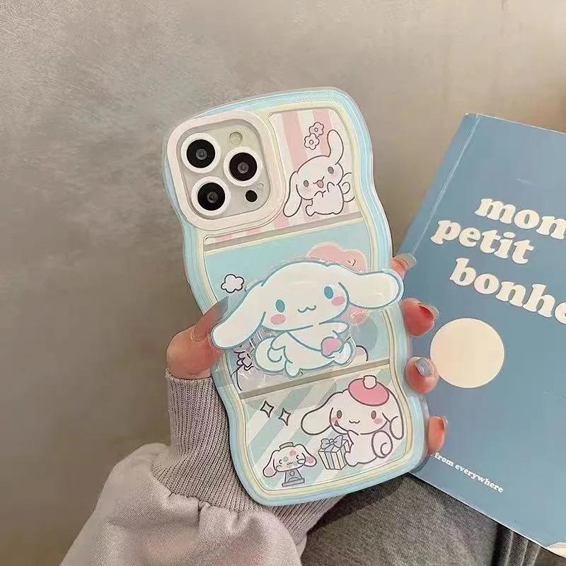 Милый чехол Sanrios Cinnamoroll Bracket Curly для Samsung Galaxy S10 S20 S20FE S21 S21FE S22 S23 S24 S25 S8 S9 Ultra Plus 4G 5G