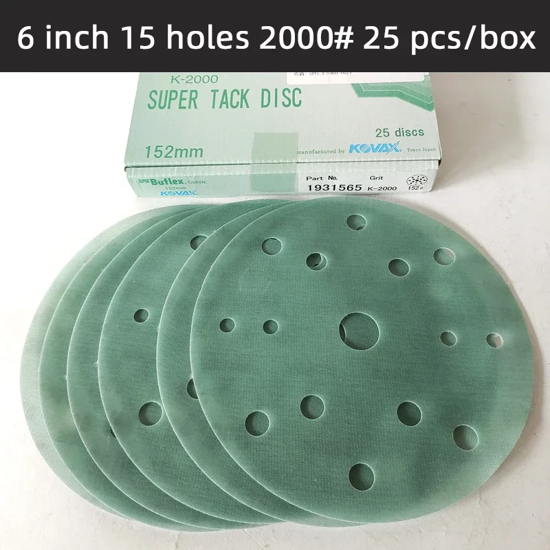 

25 шт. KOVAX 6-дюймовая мягкая матовая бумага для автомобильной краски, полировка поверхности, самоклеящаяся флокированная круглая наждачная бумага 150 мм