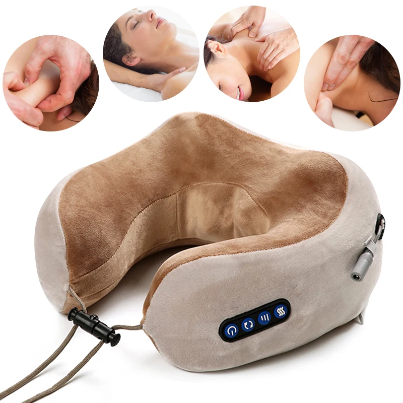 

Electric Neck Massager U Shaped Memory Foam Pillow Multifunction Portable Shoulder Cervical Massager Travel Home
