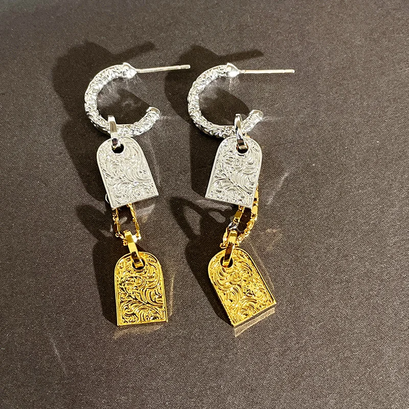 

Europe and America Trend Earrings Metal Square Long Dangle Earrings for Women Daily Jewelry Pendant Gift