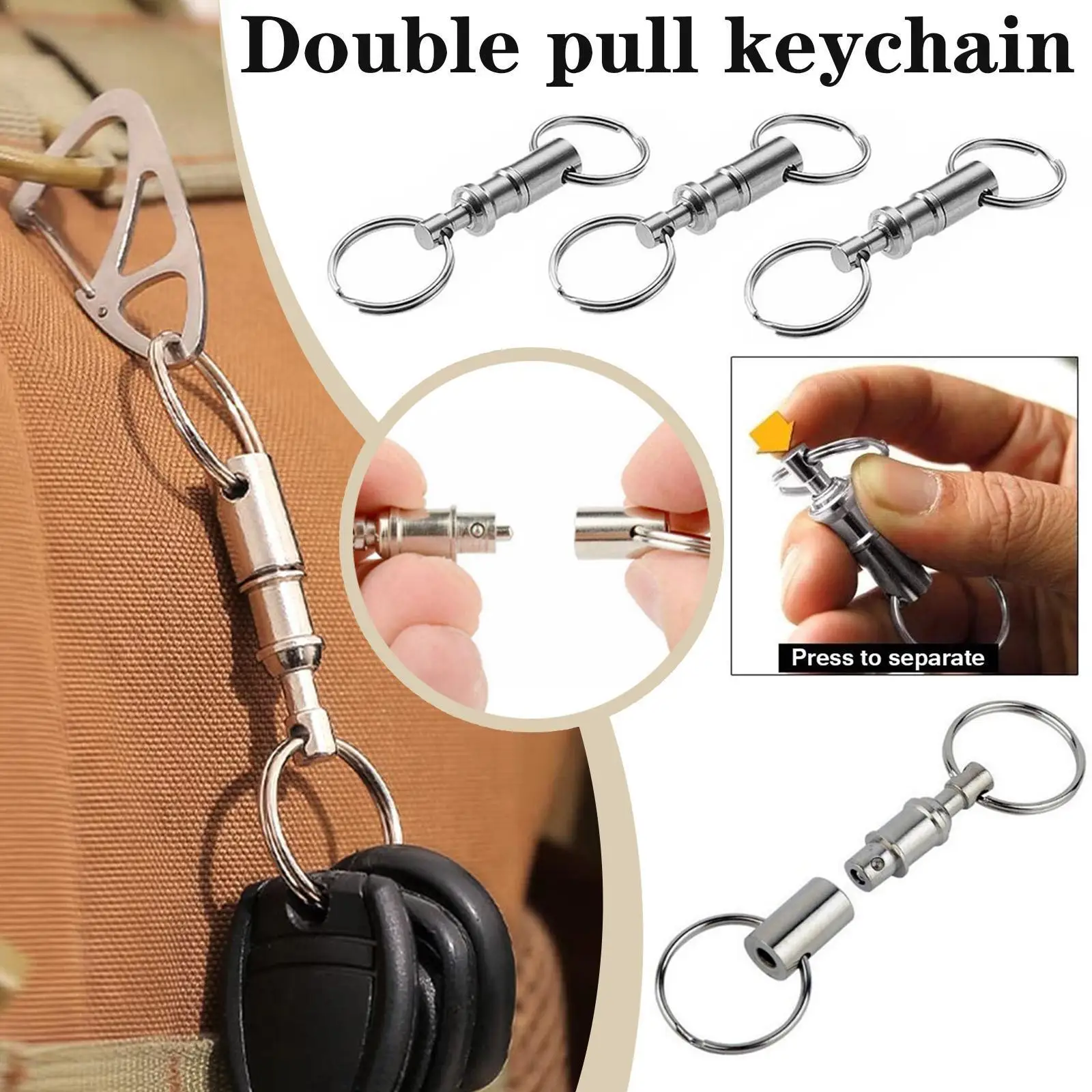 

3pcs Detachable Key Chains Pull Apart Quick Release Rings Double Split Keyrings Snap Key Chain Double Removable Gift O0I0
