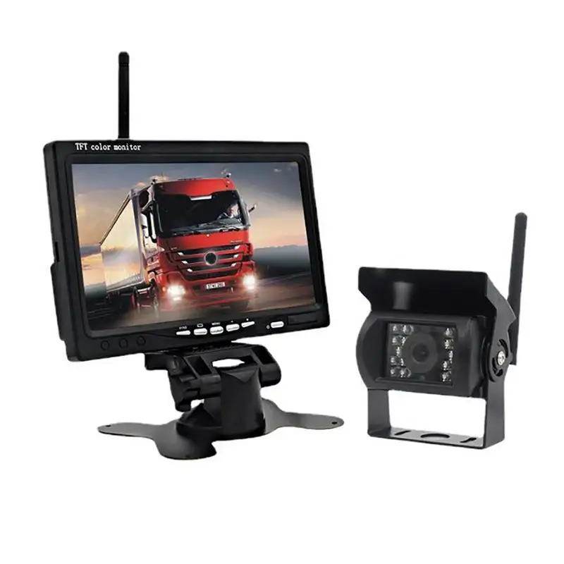 

Reversing Camera Wireless HD LCD Vehicle Rear View Monitor 7 Inch Recording Car Monitor 2 Video Inputs Full Color Display Camera