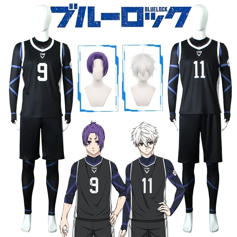 

Anime Blue Lock Nagi Seishirou Mikage Reo Cosplay Costume Wig Football Jersey Team V Sportswear Isagi Yoichi Bachira Meguru Men