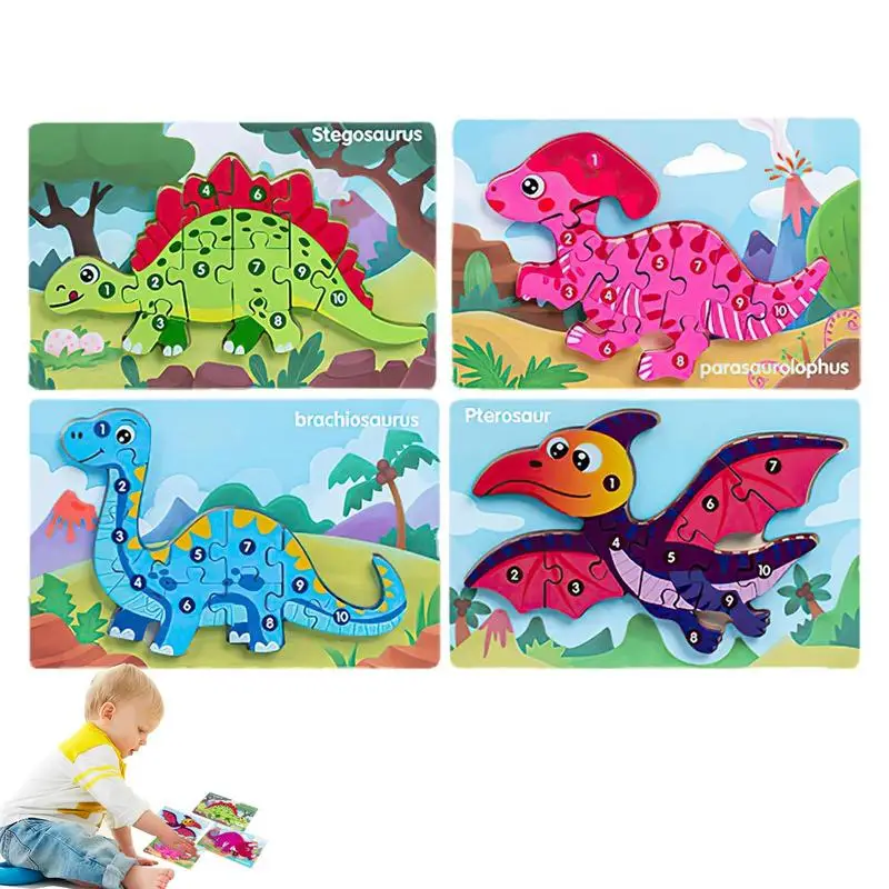 

Пазл-динозавр деревянный, 1 комплект, 4 упаковки