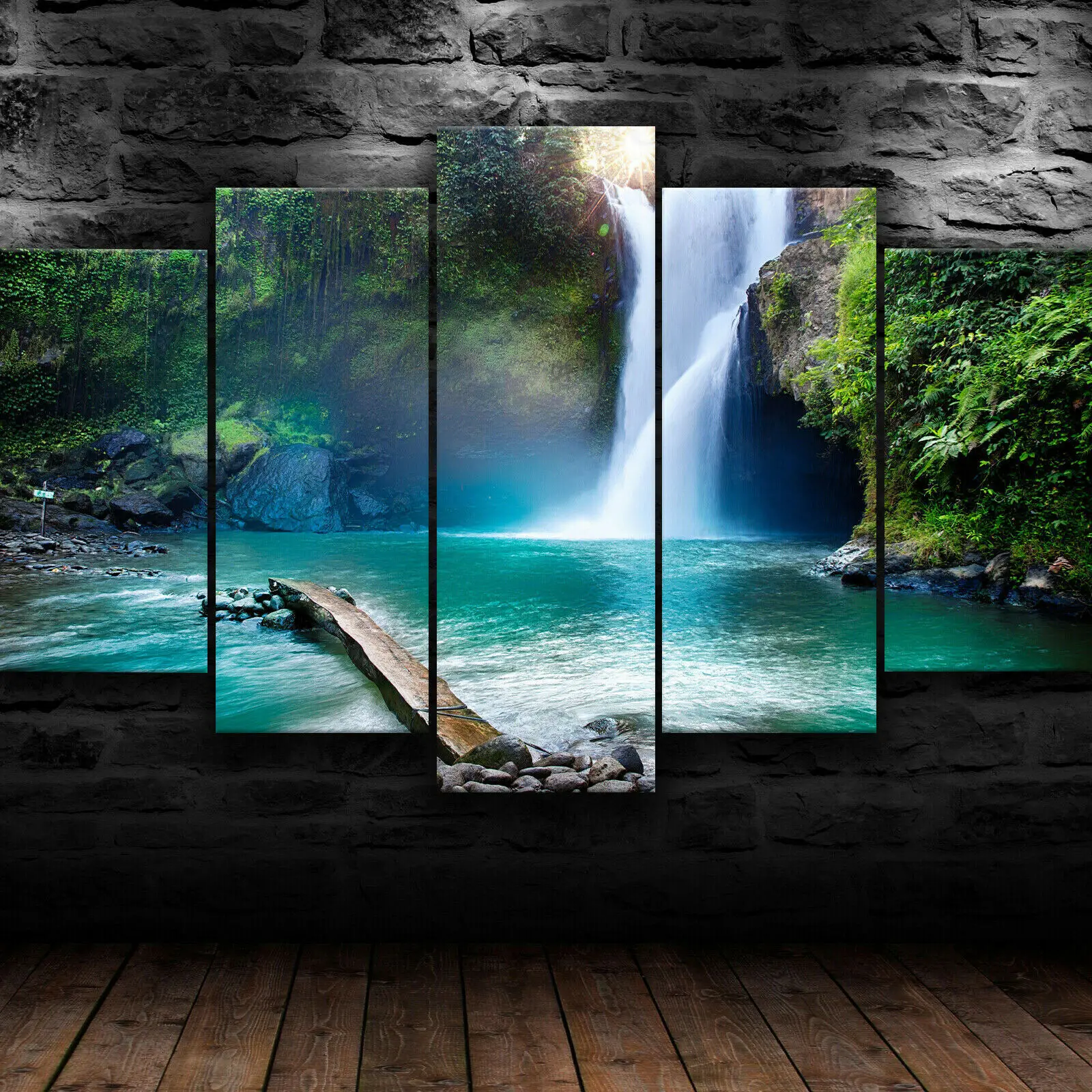 

Красивый водопад пейзаж 5 панелей Печать на холсте настенный плакат Декор для дома картины 5 шт. HD печать без рамки