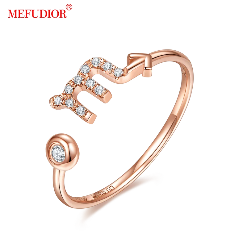 

MEFUDIOR 12 Constellation Series Fine Jewelry Fashion Female Rings Adjustable Scorpio 18K Rose Gold Rings For Women FX10M
