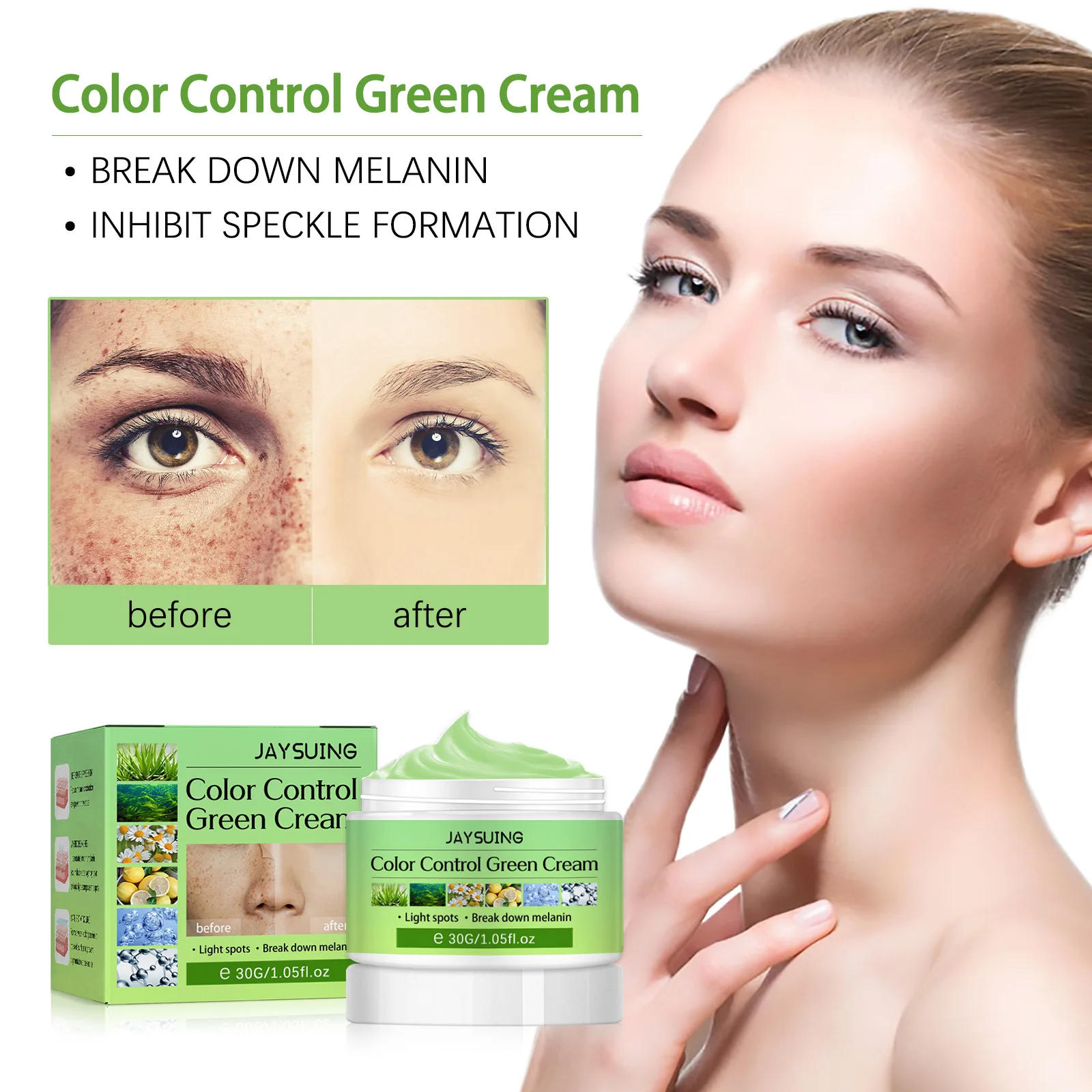 Effective Whitening Freckles Cream Remove Melanin Melasma Dark Spots Fade Acne Scars Pigmentation Brightening Face Skin Care 30g