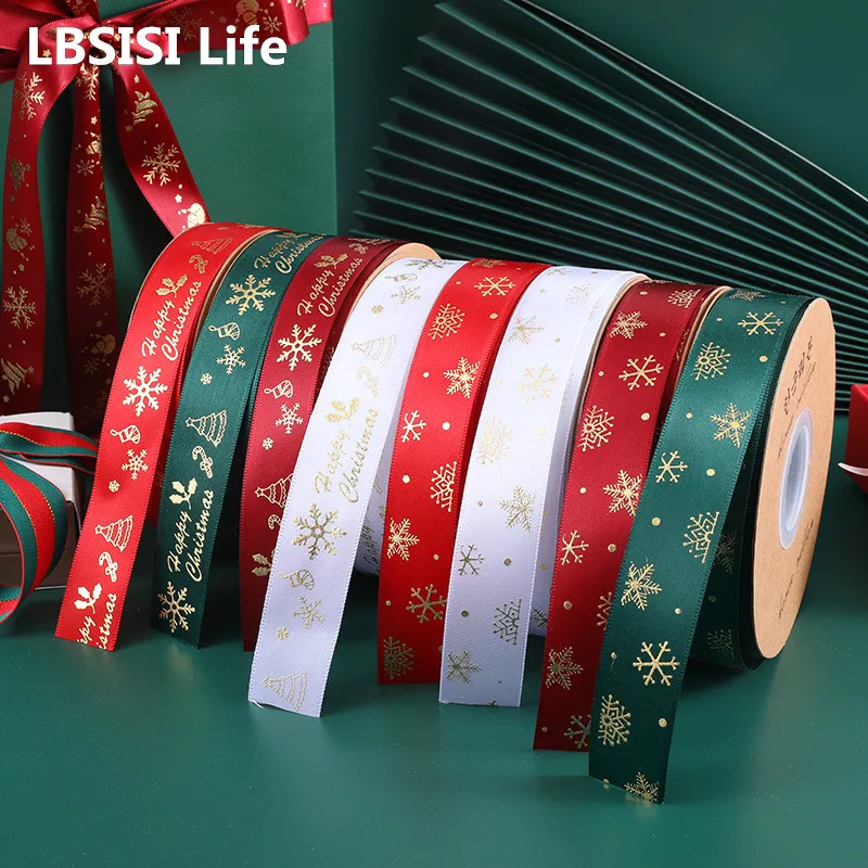 

LBSISI Life 50 ярда в ширину 2,5 см Рождественская лента DIY лук подарок упаковка букета домашний сад Рождественская елка декоративные принадлежнос...