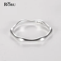 roru new 925 sterling silver retro wave finger rings for women men stack able punk party korean style fine jewelry gifts