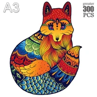 wooden animal jigsaw puzzles adults mysterious 3d fox puzzle kids gift educational interactive games toy wooden puzzle 2022