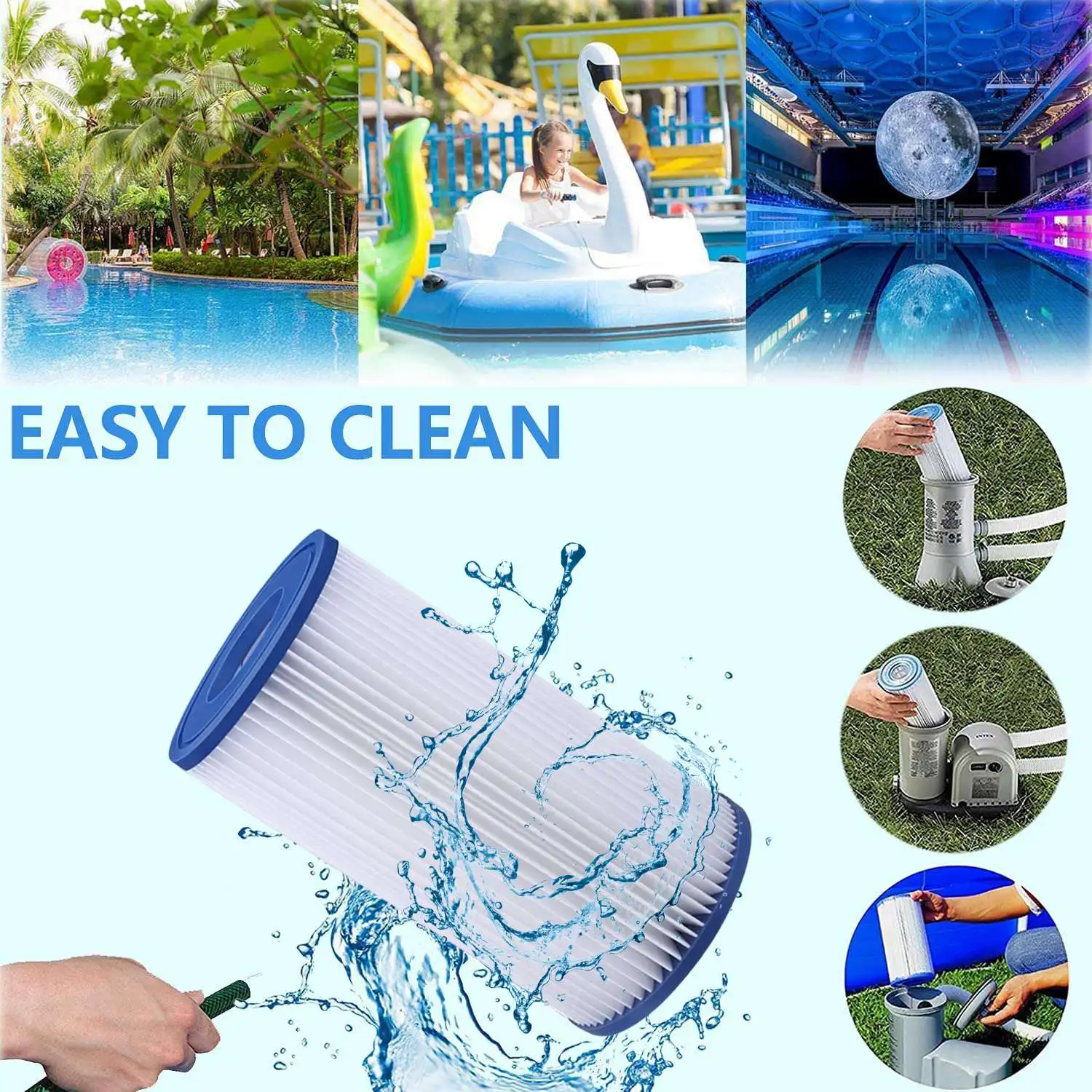 Сменные фильтрующие элементы для бассейна из 6 частей A или C совместимы с простым