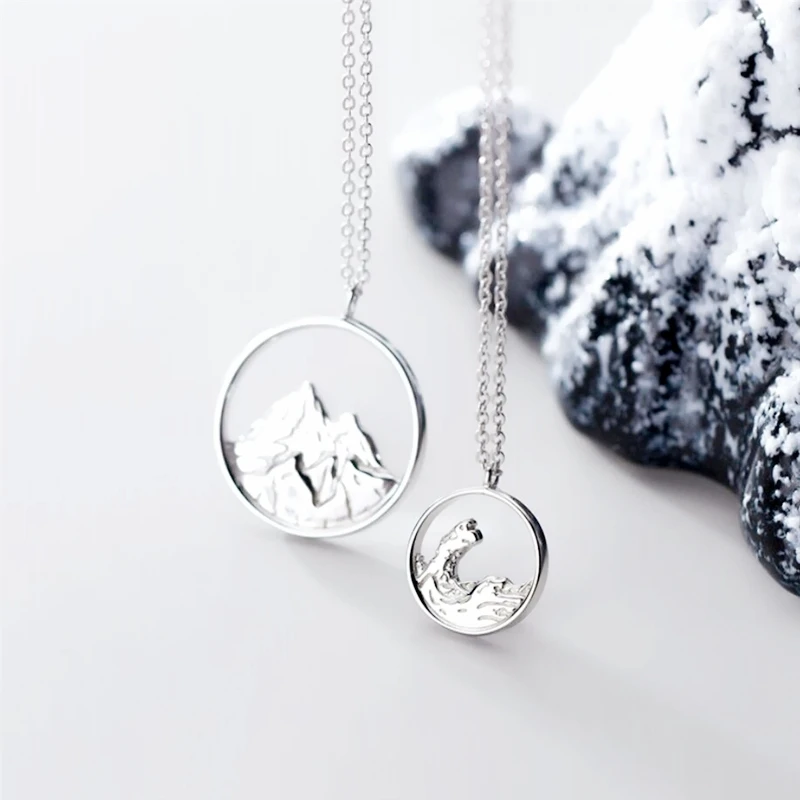 

Couple Romantic Sweet Gift Ocean Mountain Vows Silver Color Necklace For Women Fashion Jewelry Party Birthday Gift