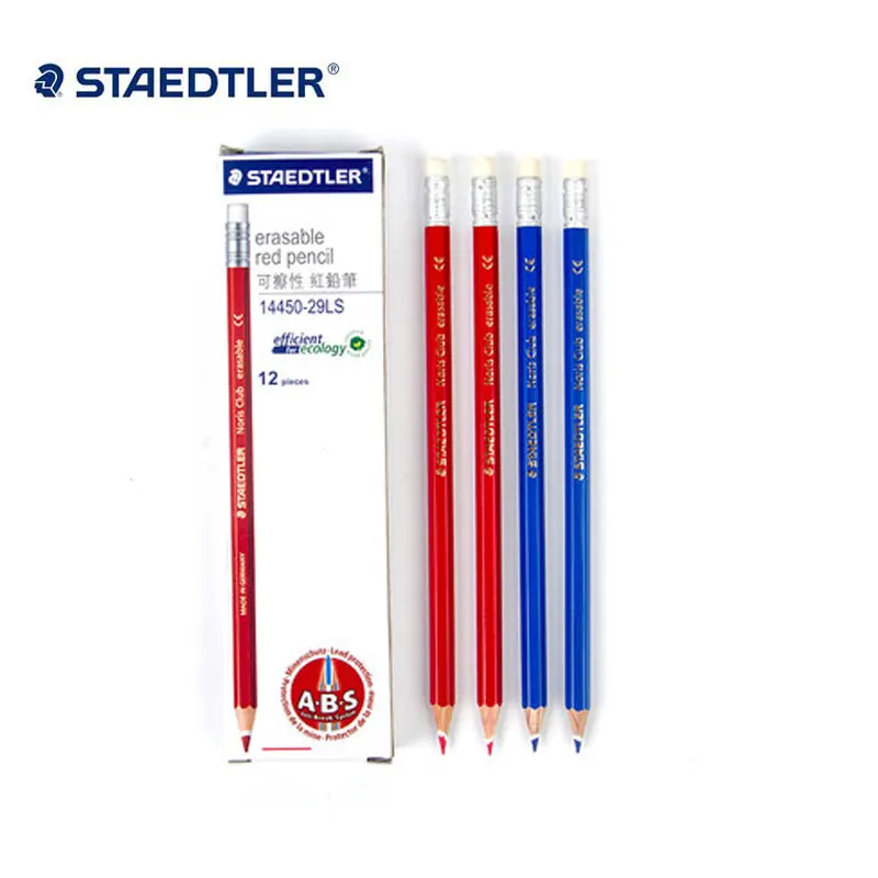 

12 Pcs/Lot STAEDTLER 14450 Pencils Pencil + Rubber Anime / Graffiti / Red Blue Pencil Wholesale Wooden Colored Pencils
